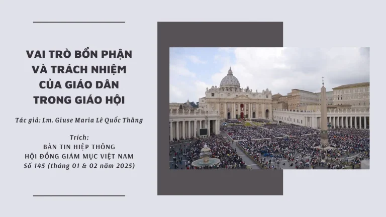 VAI TRÒ BỔN PHẬN VÀ TRÁCH NHIỆM CỦA GIÁO DÂN TRONG GIÁO HỘI