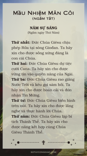 Mầu Nhiệm Mân Côi (Ngắm tắt) - Năm Sự Sáng